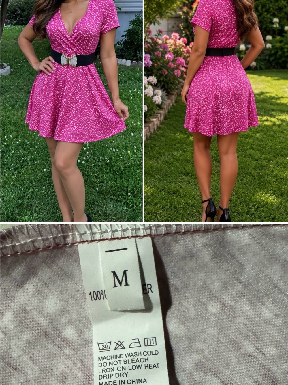 Pink Floral A-Line Mini Skirt - M